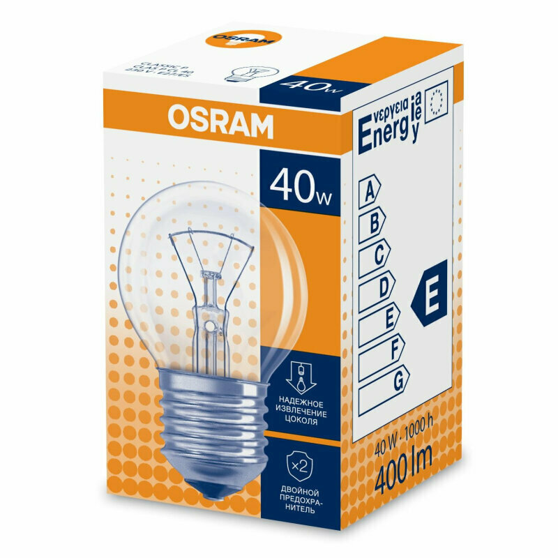 OSRAM P E27 40W шар прозрачная 4008321788764 - фотография № 12