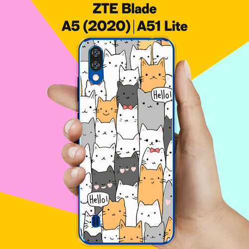 Силиконовый чехол на ZTE Blade A5 (2020) / ZTE Blade A51 Lite Много котов / для ЗТЕ Блейд А5 (2020) / ЗТЕ Блейд А51 Лайт аккумулятор для zte v7 lite blade a2 зте в7 лайт зте блейд а2 li3825t43p3h736037 vixion