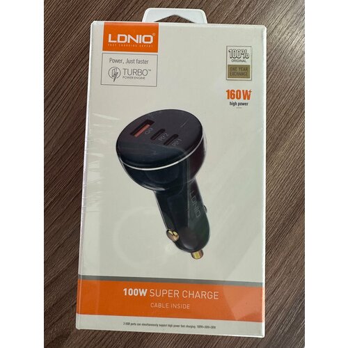 Автомобильное зарядное устройство LDNIO C102 Super Fast Car charger 2*USB-C & 1*USB-A 160W (black) автомобильная зарядка от прикуривателя hoco z42 pd20 qc3 0 один порт usb один порт type c серый