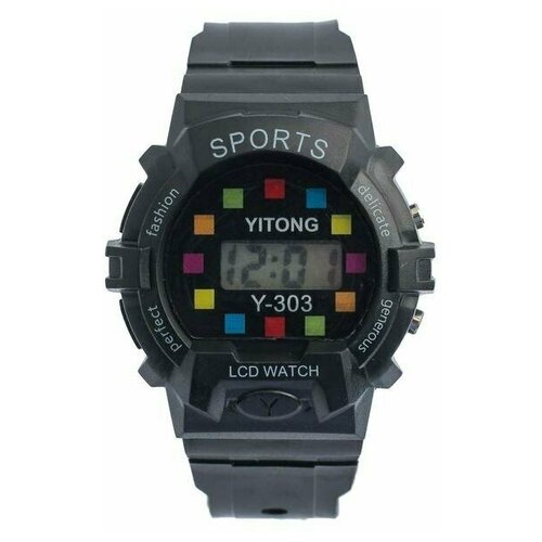 Часы наручные электронные детские Пиксель ремешок силикон черный 38400₽