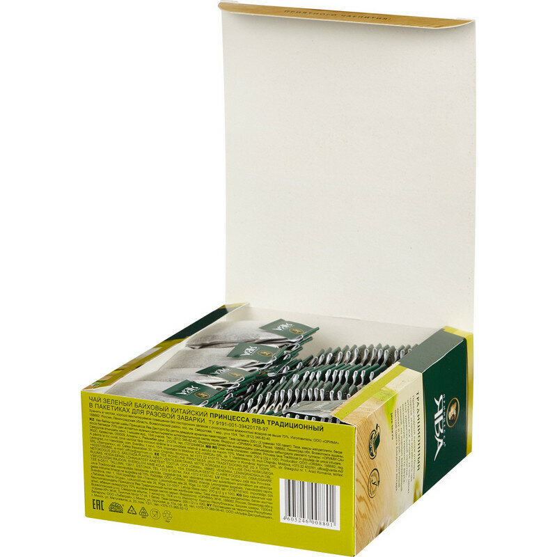 Чай принцесса ЯВА, зеленый, 100 пакетиков с ярлычками по 2 г, 0880-18 - фотография № 6