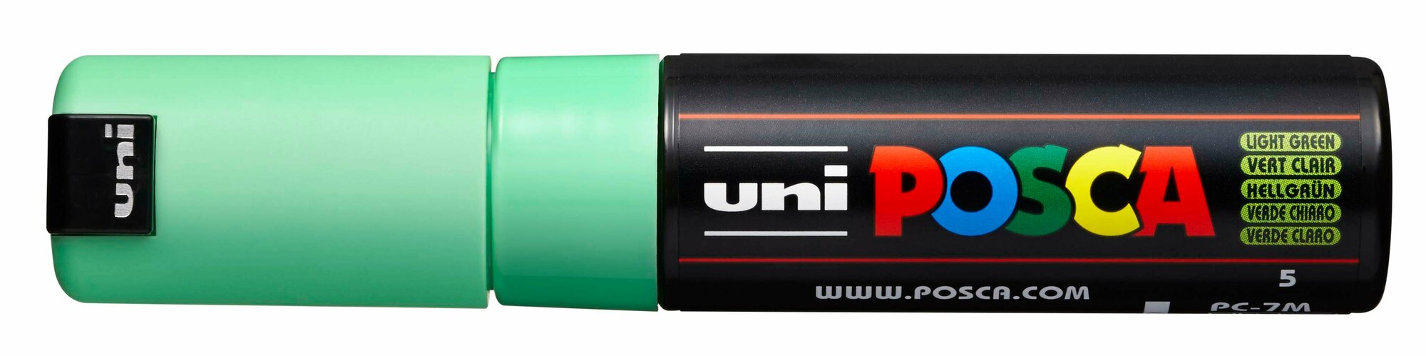 Маркер UNI POSCA PC-7M, салатовый, 4.5 - 5.5 мм, овальный наконечник