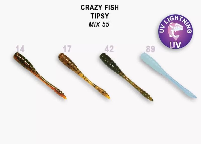 Силиконовая приманка мягкая съедобная Crazy Fish Tipsy 2" 50 мм 8 шт.