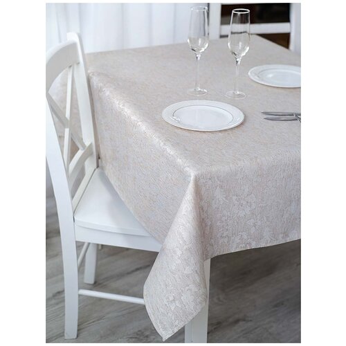 Скатерть полульняная столовая квадратная, текстиль, лен/пэ, 150*150 см, 1 штука