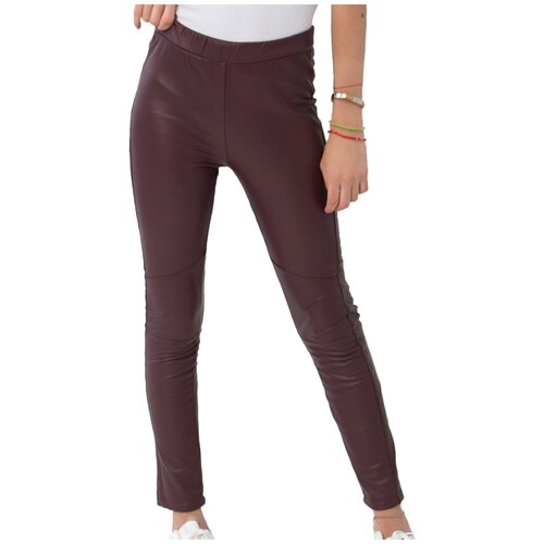 фото Леггинсы утеплённые для девочек темно-бордовые из экокожи, артикул lv 5614, размер 134 турция