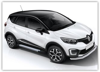 Пороги алюминиевые с площадкой "SILVER" (арт. F173AL.4703.1) RENAULT Kaptur 2016-2020