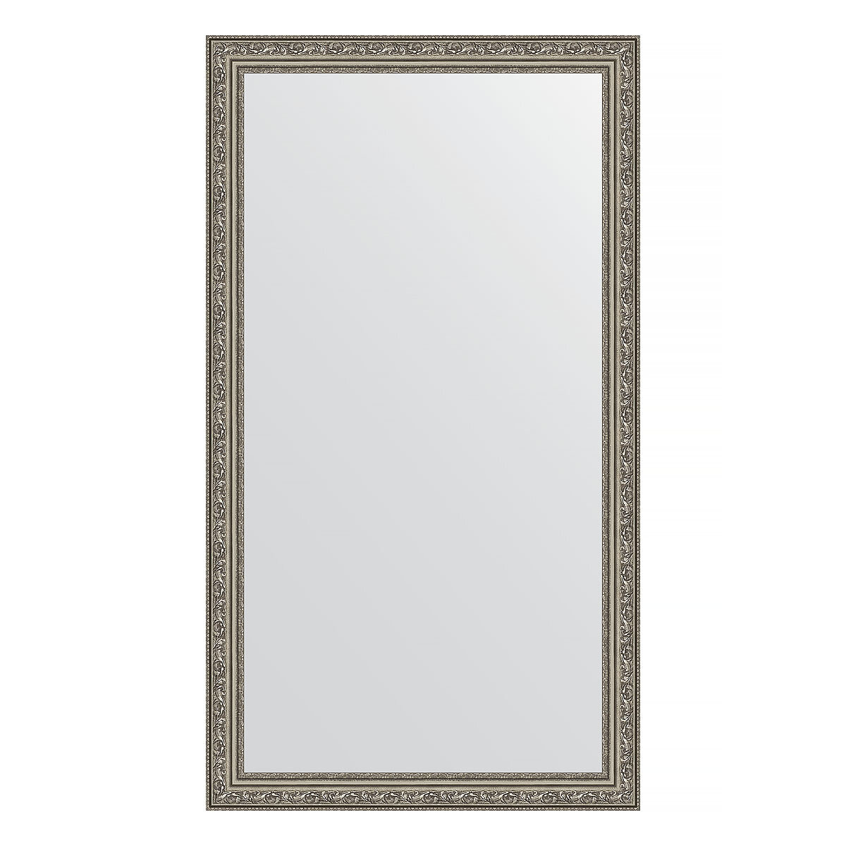 Зеркало настенное EVOFORM в багетной раме виньетка состаренное серебро, 64х114 см, для гостиной, прихожей, спальни и ванной комнаты, BY 3200