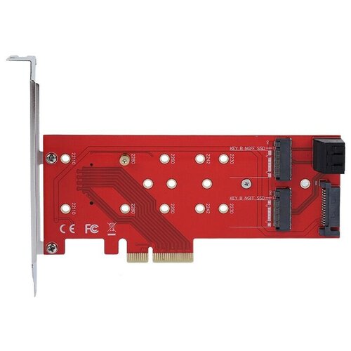 Переходник PCI-Ex4 - NGFF(M.2) SSD PCI-E->M.2 M key, SATA->2 x M.2 B key | ORIENT C298E переходник pci ex16 ngff m 2 ssd pci e 3 0