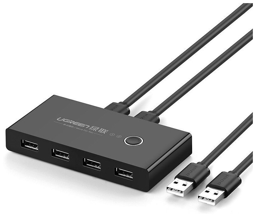 Разветвитель портов UGREEN 2 In 4 Out USB 2.0 Sharing Switch Box US216 (30767)