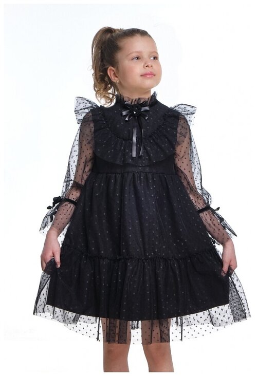 Платье для девочек Mini Maxi, модель 7360, цвет черный, размер 98
