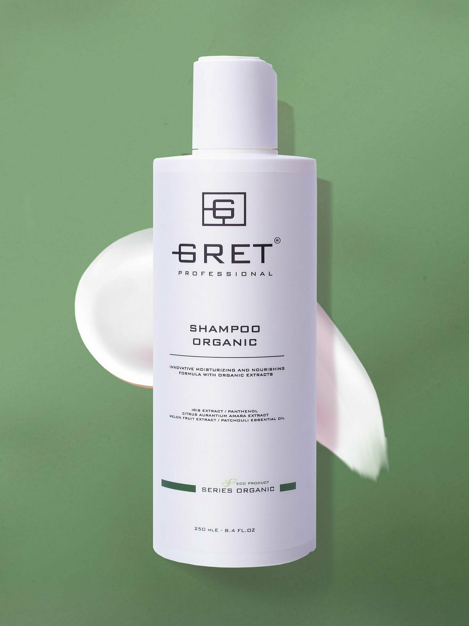 Gret Organic 250 мл увлажняющий шампунь для волос женский профессиональный натуральный для всех типов волос
