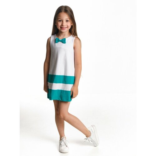 фото Платье mini maxi, хлопок, трикотаж, однотонное, размер 116, желтый, белый