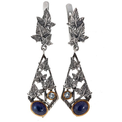 Серьги серебро, 925 проба, танзанит