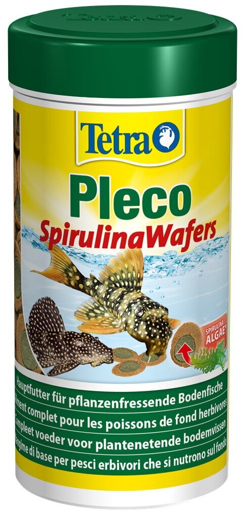 Tetra Pleco Spirulina Wafers корм для донных рыб с водорослями, 250 мл - фотография № 1