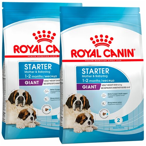 ROYAL CANIN GIANT STARTER для щенков крупных пород до 2 месяцев, беременных и кормящих сук (4 + 4 кг) royal canin сухой корм для крупных пород щенков до 2 х месяцев беременных и кормящих сук royal canin giant starter 4 кг