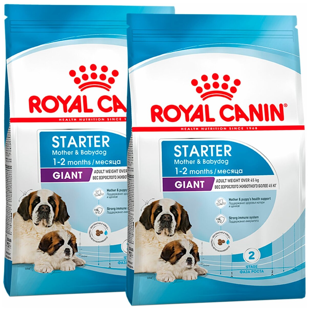 ROYAL CANIN GIANT STARTER для щенков крупных пород до 2 месяцев, беременных и кормящих сук (4 + 4 кг)