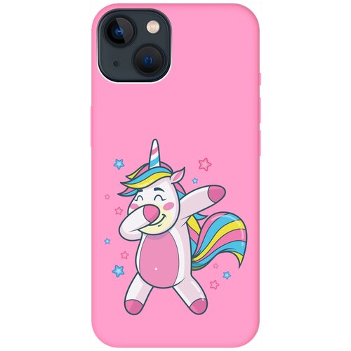 Силиконовый чехол на Apple iPhone 14 / Эпл Айфон 14 с рисунком Unicorn Dab Soft Touch розовый силиконовый чехол на apple iphone 14 pro эпл айфон 14 про с рисунком unicorn dab