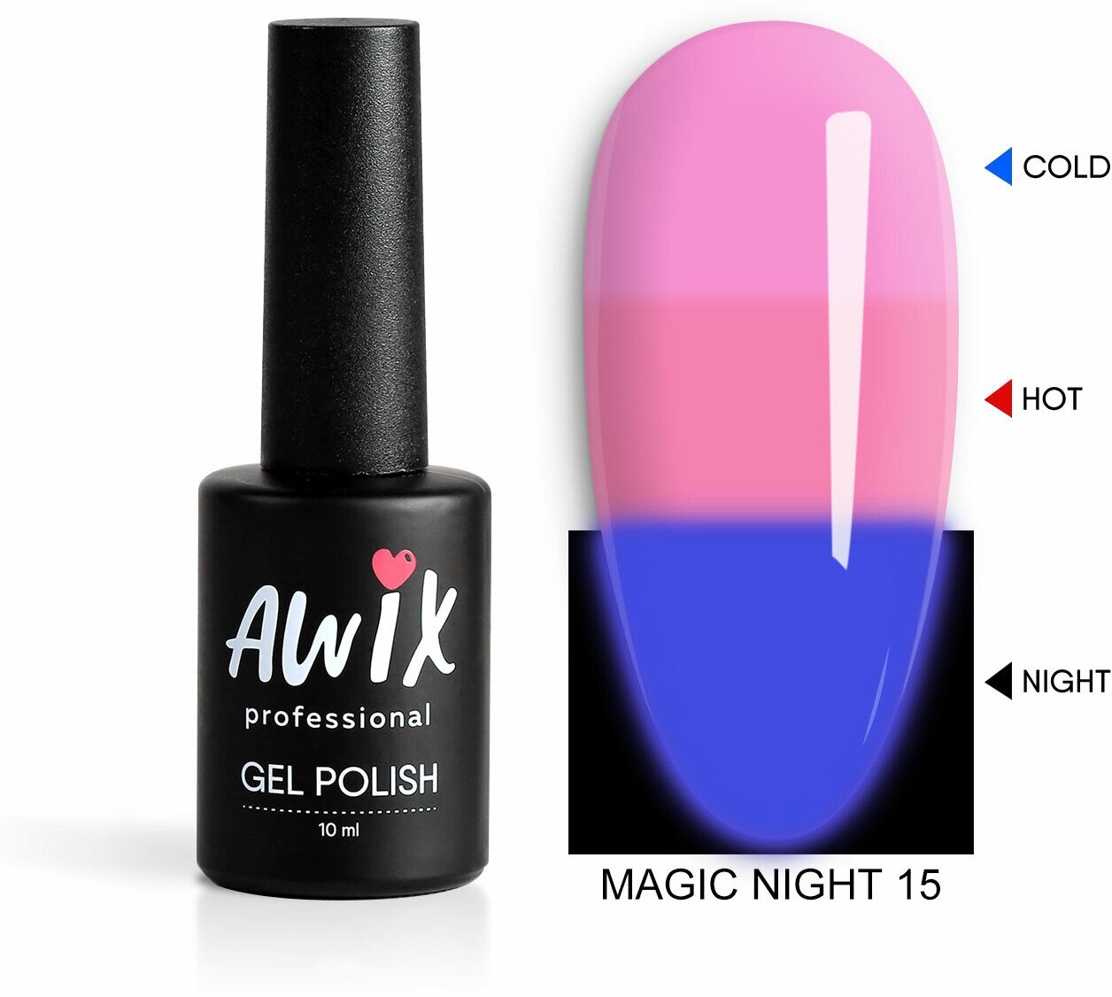 AWIX Professional, Гель-лак AWIX Magic Night 15, 10 мл