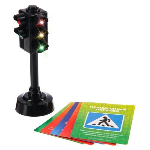 Светофор смешарики со звуком и светом, маленький обучающий детский светофор высота 70 см со светом и звуком