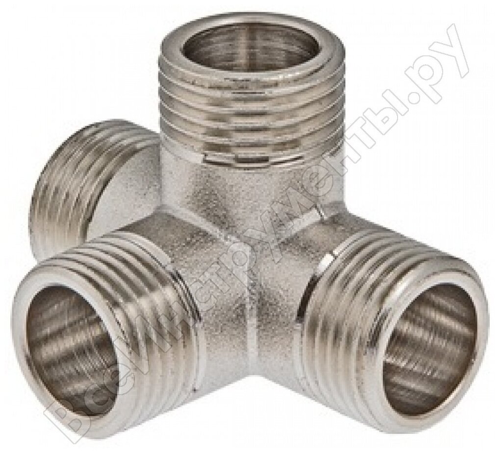 фото Крестовина двухплоскосная для труб Valtec 1/2" нар. р, резьбовой фитинг для подключения трубопровода, арт. VTr.661. N.0004