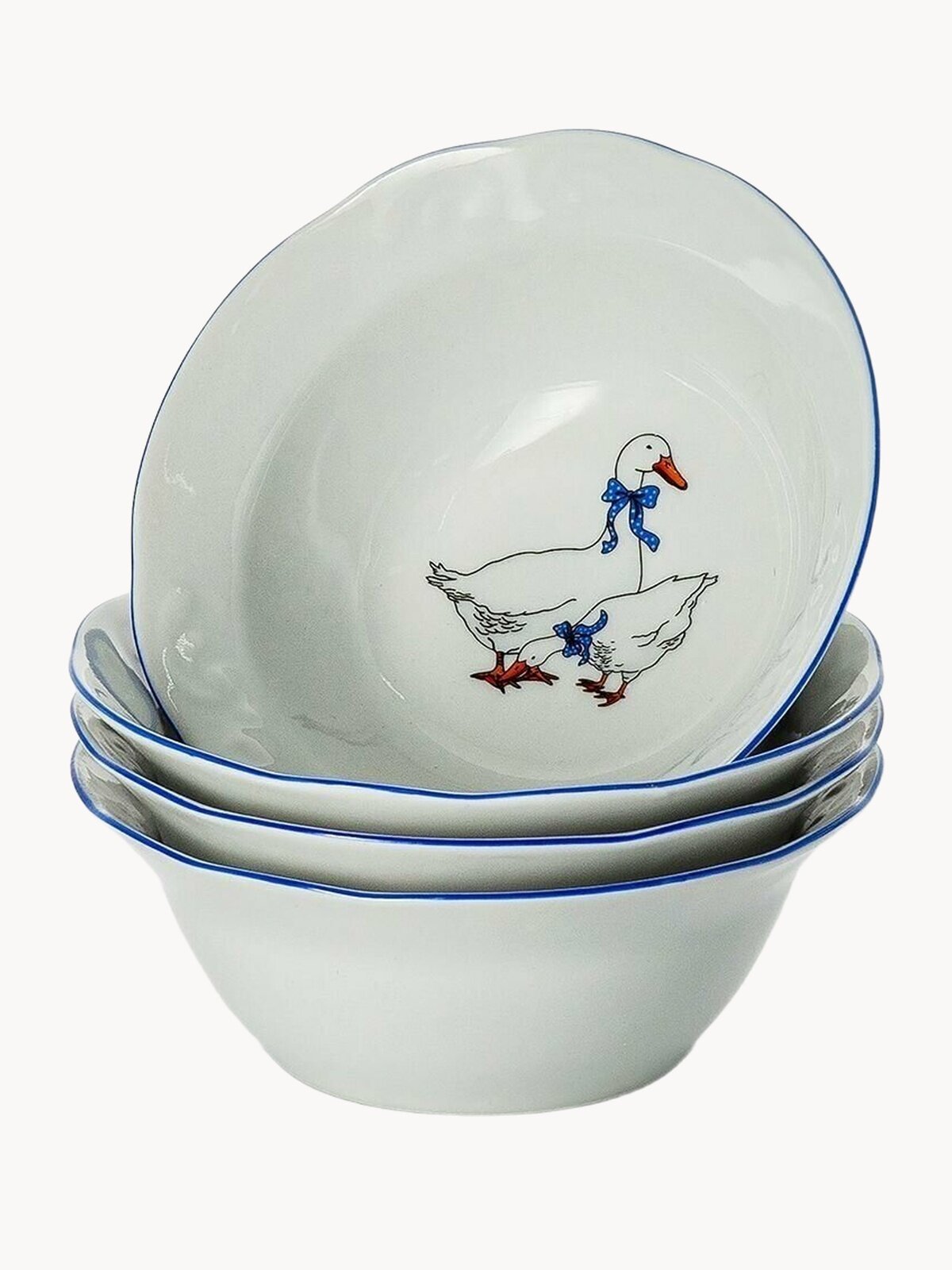Набор фарфоровых салатников 4 шт, объем 300 мл, ф. Надежда "Гуси", Добруш