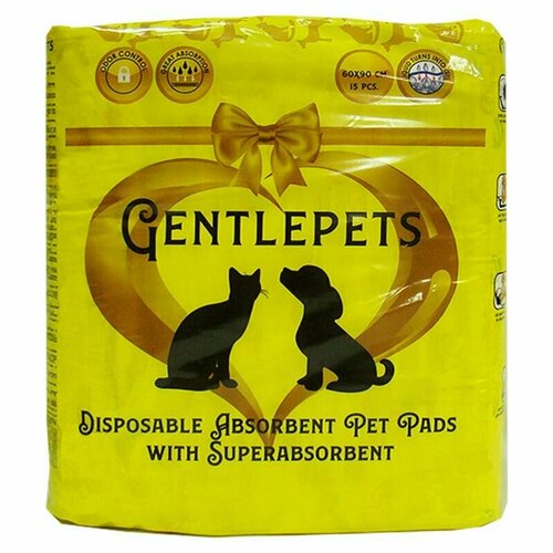 Пеленки для животных GENTLEPETS впитывающие, с суперабсорбентом, 60х90см 15шт