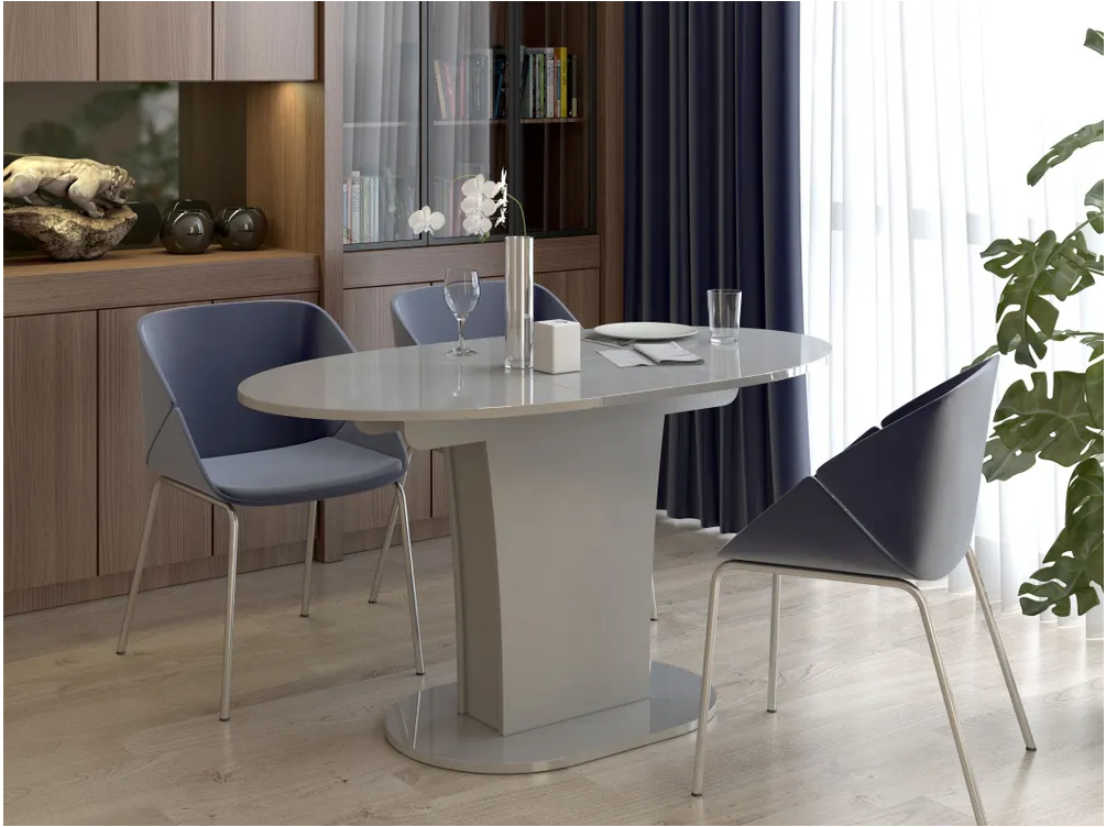 Стол обеденный Раздвижной Bergamo5. Серый Эмаль, 110х75х76 см
