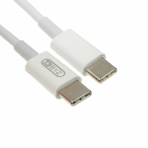 Кабель BYZ BC-020, Type-C - Type-C, 18 Вт, 1 м, ПВХ оплетка, белый кабель usb type c type c bc x57 5a оплетка ткань 1 м черный 1 шт