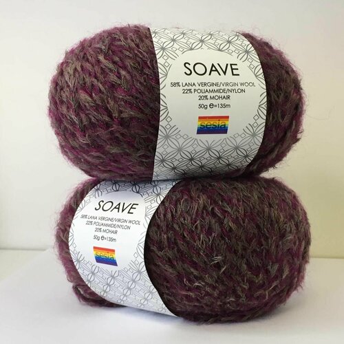 Пряжа Soave Manifatura Sesia; 270м/100гр; 58% лана Virgin, 22% нейлон, 20% мохер; цвет 32; два мотка (50гр. х 2шт.)