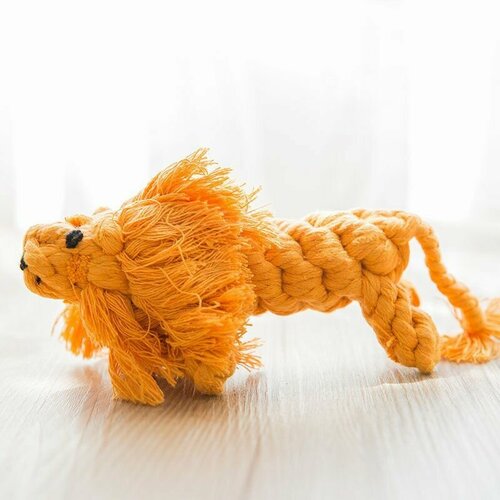 Игрушка для собак маленький лев, вязанная из хлопка, для коренных зубов