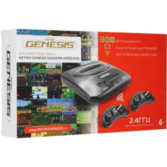 Игровая приставка Retro Genesis SEGA Modern Wireless + 300 игр + 2 беспроводных джойстика 2.4ГГц (модель: ZD-02c, Серия: ZD-00)
