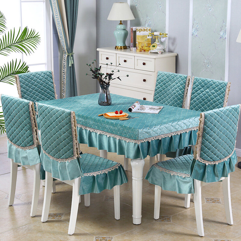 фото Скатерть R2, для обеденного стола, комплект из 6 подушек и спинок, голландский бархатно-зелёный цвет