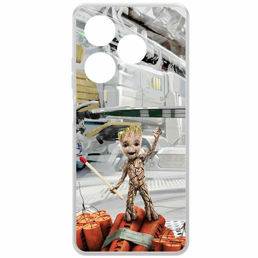 Чехол-накладка Krutoff Clear Case Стражи Галактики. Малыш Грут для INFINIX Smart 8 Plus