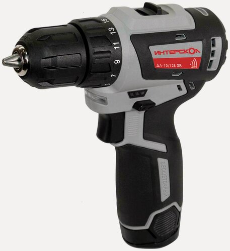 Изображение товара Дрель-шуруповерт аккумуляторная Интерскол ДА-10/12В 38 минимакс Li-ion кейс 2 аккум. 2,5Ач ЗУ