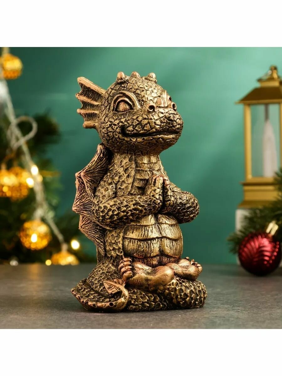 Копилка "Дракончик медитирует" (бронза) 14,5х9х8