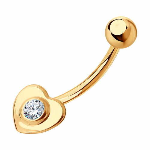 Пирсинг в пупок Diamant online красное золото 585 проба фианит средний вес 144 гр золотистый 18460₽