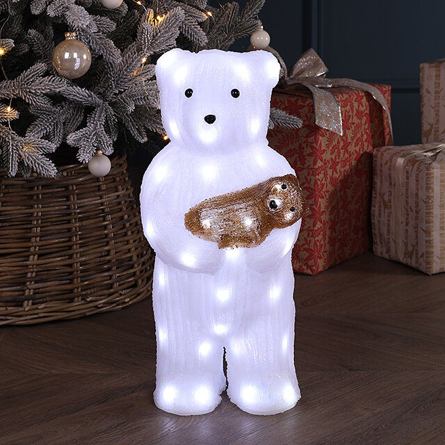 Светодиодная фигура Медведь с Малышом 45 см 50 холодных белых LED ламп IP44