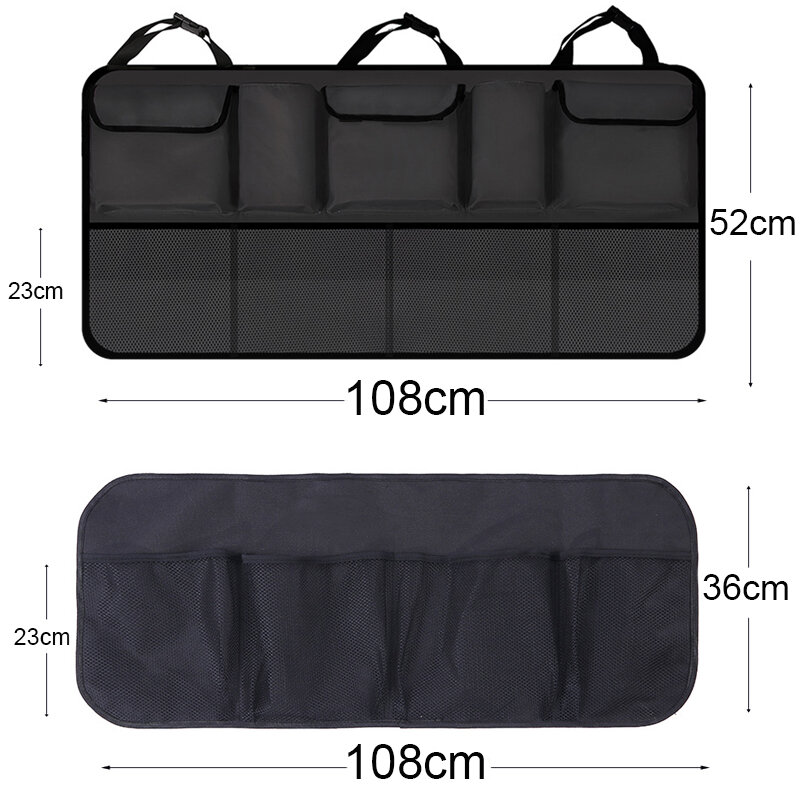 Органайзеры В Автомобиль Xiaomi Органайзер на спинку заднего сиденья в багажник автомобиля, сумка для хранения в машину с несколькими отделениями черный