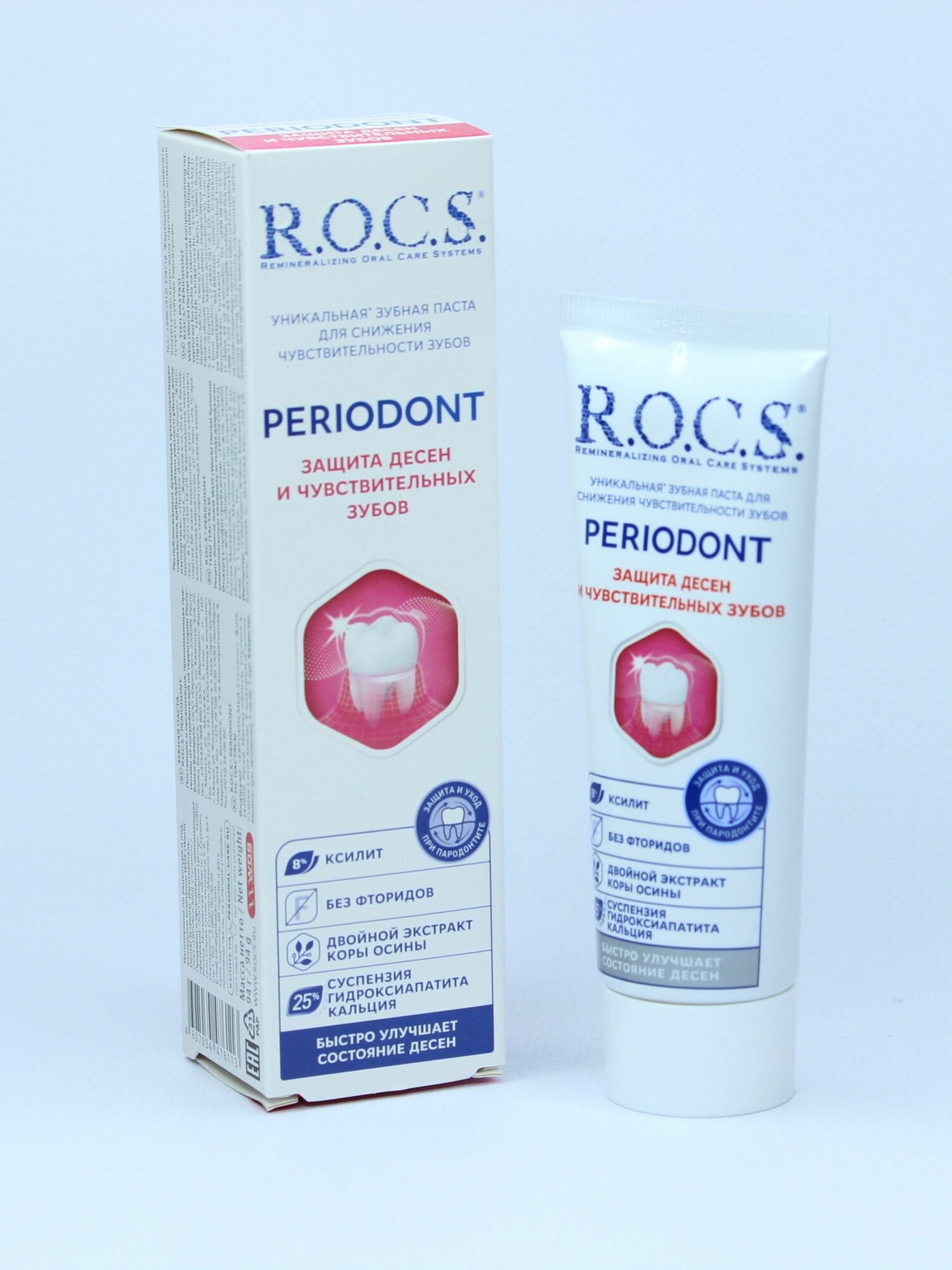 Зубная паста R.O.C.S. Periodont Защита десен и чувствительных зубов, 75 мл, 94 г