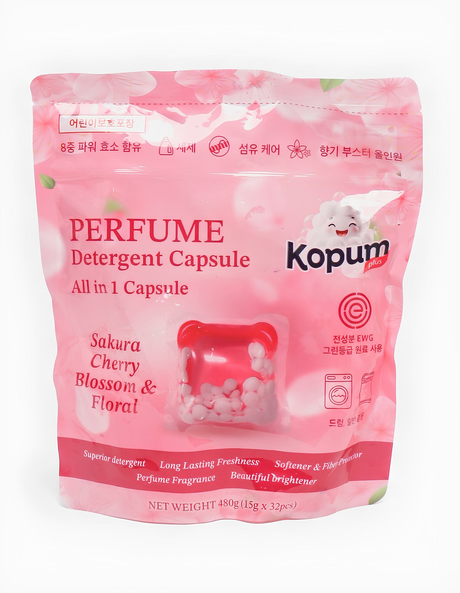 Капсулы Kopum Pink Flower 3в1: защита ткани, цветочный аромат и глубокая очистка 10шт
