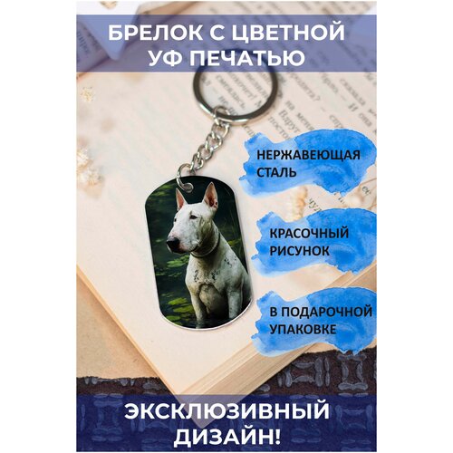 брелок с цветной печатью бультерьер ван гог Брелок, глянцевая фактура, мультиколор