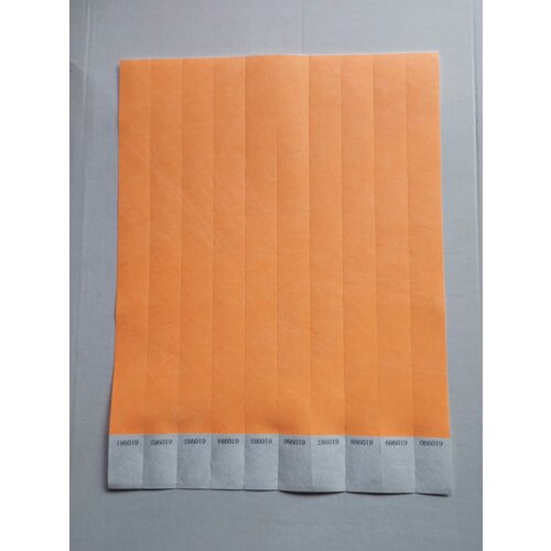 Бумажный контрольный браслет неон оранжевый 300 шт. (30 л)