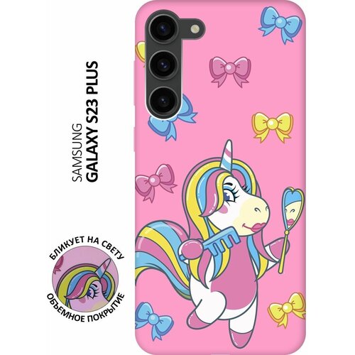 Матовый чехол Lady Unicorn для Samsung Galaxy S23+ / Самсунг С23 Плюс с 3D эффектом розовый матовый чехол unicorn для samsung galaxy s23 самсунг с23 с 3d эффектом черный