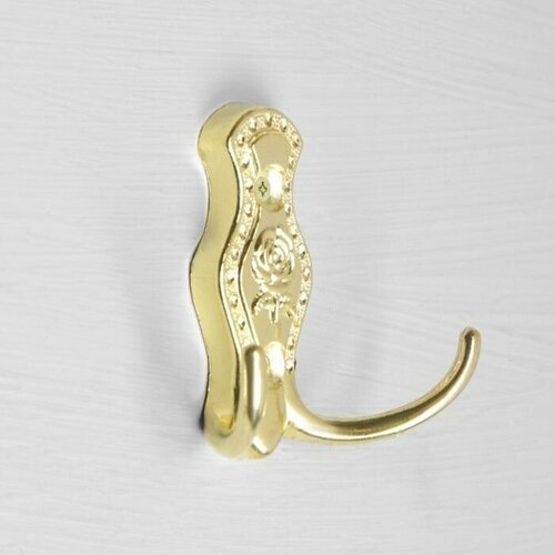 Крючок мебельный КМ214GP двухрожковый цвет золото 650₽