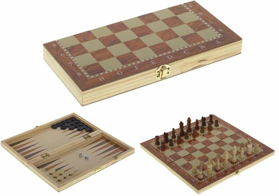 Настольная Игра 3 в1 (шахматы, шашки, нарды), L30 W15,5 H3,5 см KSM-241716