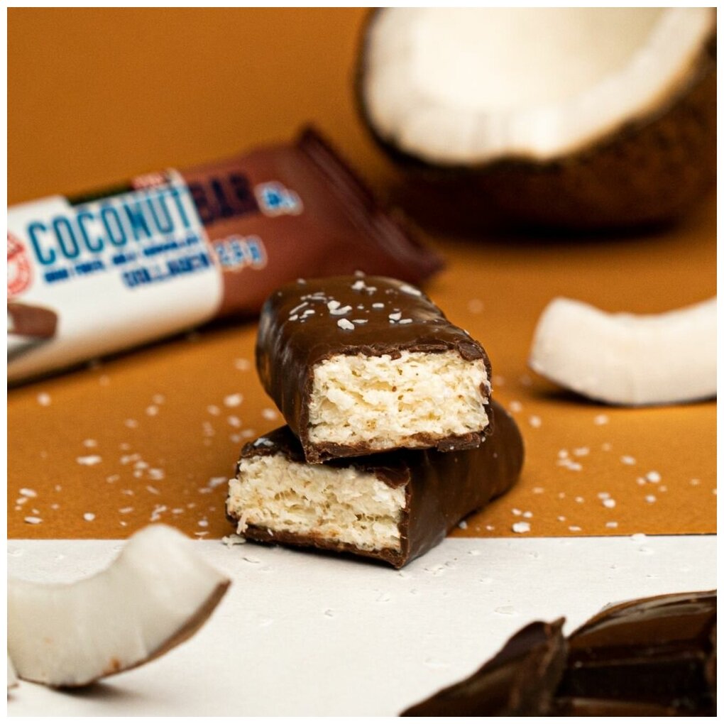 Ассорти батончиков без сахара COCONUT BAR+NUTS BAR, 10 шт. 50г 5 вкусов пп батончики для похудения - фотография № 6