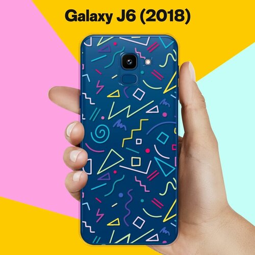 Силиконовый чехол Цветной узор на Samsung Galaxy J6 (2018) силиконовый чехол узор из пингвинов на samsung galaxy j6 2018