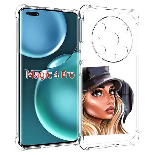 Чехол MyPads Девушка-в-шляпе женский для Honor Magic4 Pro / Magic4 Ultimate задняя-панель-накладка-бампер