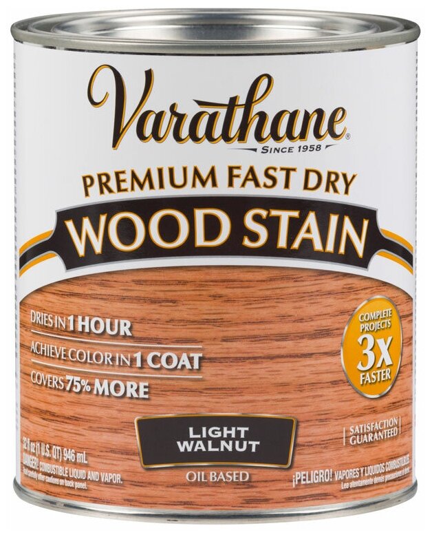 Масло для дерева морилка Varathane Premium Fast Dry Wood Stain Светлый орех 0,946л