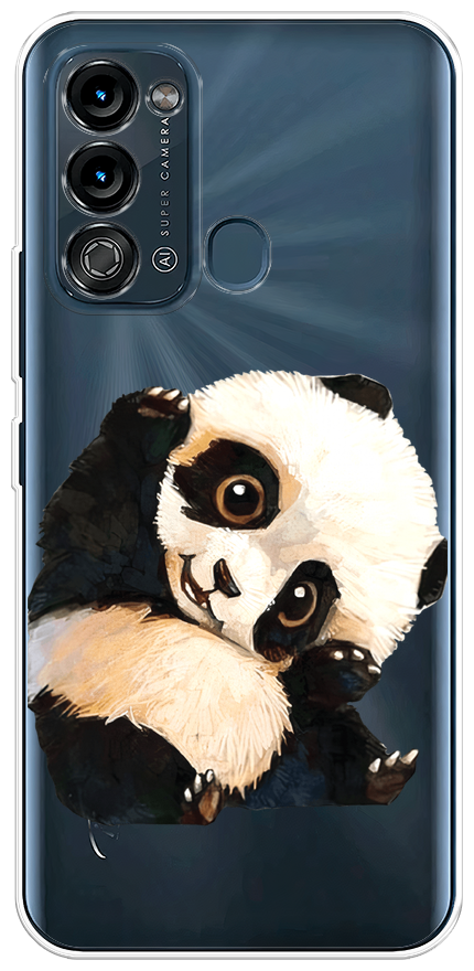 Силиконовый чехол на Itel Vision 3 / Ител Визион 3 "Большеглазая панда", прозрачный